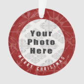 Vrolijk kerstfeest 1 Foto Red Snowflake / Tekst Ornament (voorkant)