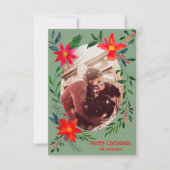 Vrolijk kerstfeest 1 Foto Waterverf Floral Holiday Bedankkaart (Voorkant)