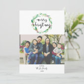 Vrolijk kerstfeest 1 foto Waterverf krans chic Feestdagenkaart (Staand voorkant)