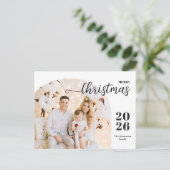 Vrolijk kerstfeest 1 fotograaf modern minimalistis feestdagenkaart (Staand voorkant)