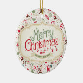 Vrolijk kerstfeest 2017 rondetafel keramisch ornament (Rechts)