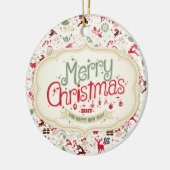 Vrolijk kerstfeest 2017 rondetafel keramisch ornament (Links)