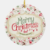 Vrolijk kerstfeest 2017 rondetafel keramisch ornament (Achterkant)