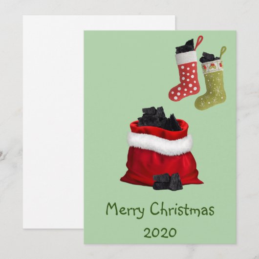 Vrolijk kerstfeest 2020 Covid Coal in Stockings Feestdagenkaart (Voorkant / Achterkant)