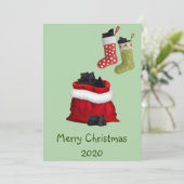 Vrolijk kerstfeest 2020 Covid Coal in Stockings Feestdagenkaart (Staand voorkant)