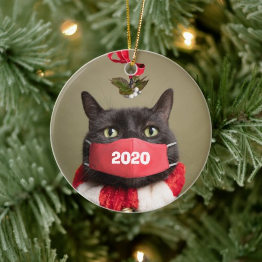 Vrolijk kerstfeest 2020 in Covid Face Mask Keramisch Ornament (Boom)