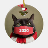 Vrolijk kerstfeest 2020 in Covid Face Mask Keramisch Ornament (Voorkant)