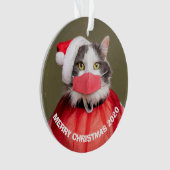 Vrolijk kerstfeest 2020 in Santa Hat Face Mask Ornament (voorkant)