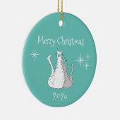 Vrolijk kerstfeest 2020 katten Blauwgroen face mas Keramisch Ornament (Rechts)