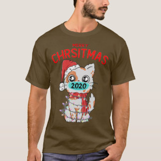 Vrolijk kerstfeest 2020 met een kattenmasker t-shirt