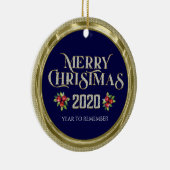 Vrolijk kerstfeest 2020 mousserende glittertypogra keramisch ornament (Rechts)