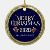Vrolijk kerstfeest 2020 mousserende glittertypogra keramisch ornament (Voorkant)