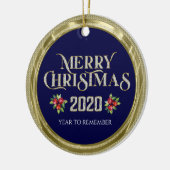 Vrolijk kerstfeest 2020 mousserende glittertypogra keramisch ornament (Links)