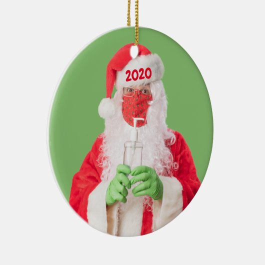 Vrolijk kerstfeest 2020 Santa Hand Sanitizer TP Keramisch Ornament (Rechts)