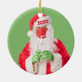 Vrolijk kerstfeest 2020 Santa Hand Sanitizer TP Keramisch Ornament (Achterkant)