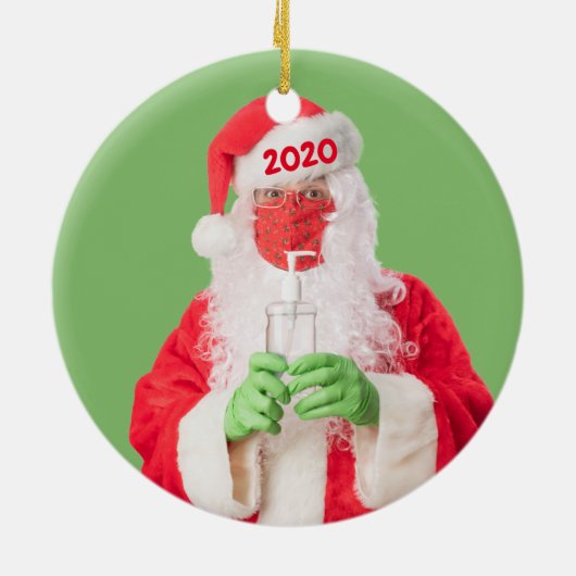 Vrolijk kerstfeest 2020 Santa Hand Sanitizer TP Keramisch Ornament (Achterkant)