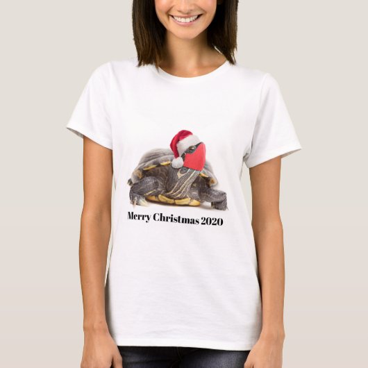 Vrolijk kerstfeest 2020 schildpad in gezichtsmaske t-shirt (Voorkant)