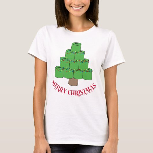Vrolijk kerstfeest 2020 Toilet Paper Tree Funny T-shirt (Voorkant)