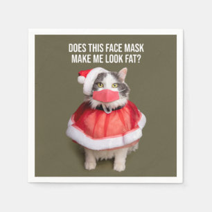 Vrolijk kerstfeest 2020 Vetkat in het gezichtsmask Servet