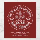 Vrolijk Kerstfeest 2020 Wit Rood Wijn Etiket (Enkel label)