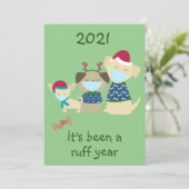 Vrolijk kerstfeest 2021 Covid Cute Dogs Ruff jaar Feestdagenkaart (Staand voorkant)