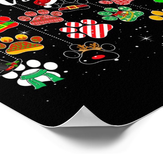 Vrolijk kerstfeest 2021 Dog Paw-printbuffels U Poster (Hoek)