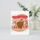 Vrolijk kerstfeest 2021 en volle koe briefkaart (Staand voorkant)