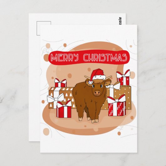 Vrolijk kerstfeest 2021 en volle koe briefkaart (Voorkant / Achterkant)