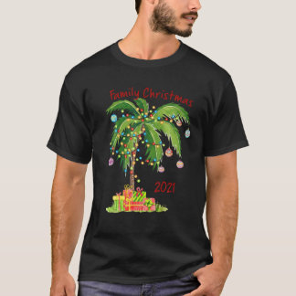 Vrolijk kerstfeest 2021 palmboomornament Tropische T-shirt