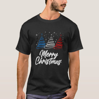 Vrolijk kerstfeest 2021 Patriottisch USA Red Blue  T-shirt