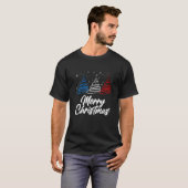 Vrolijk kerstfeest 2021 Patriottisch USA Red Blue  T-shirt (Voorkant volledig)