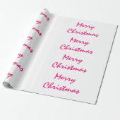 Vrolijk kerstfeest 2021 roze witte kalligrafie cadeaupapier (Uitgerold)