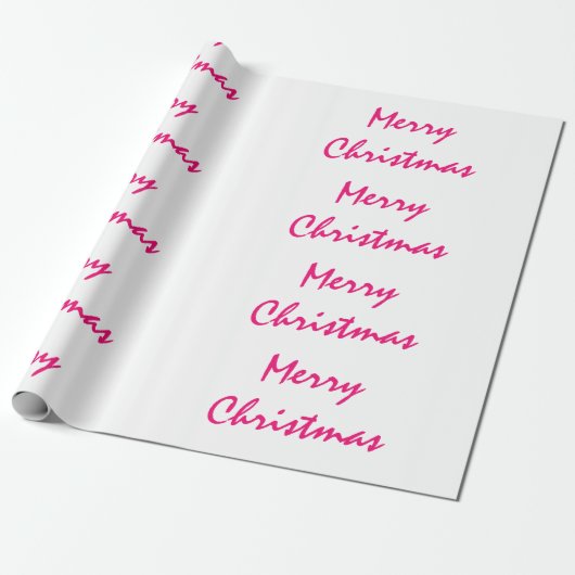 Vrolijk kerstfeest 2021 roze witte kalligrafie cadeaupapier (Uitgerold)