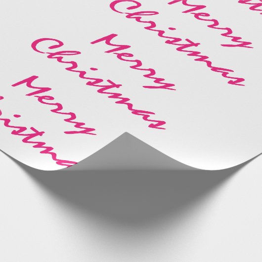 Vrolijk kerstfeest 2021 roze witte kalligrafie cadeaupapier (Hoek)