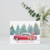 Vrolijk kerstfeest 2024 Gepersonaliseerde  scene Feestdagenkaart (Staand voorkant)