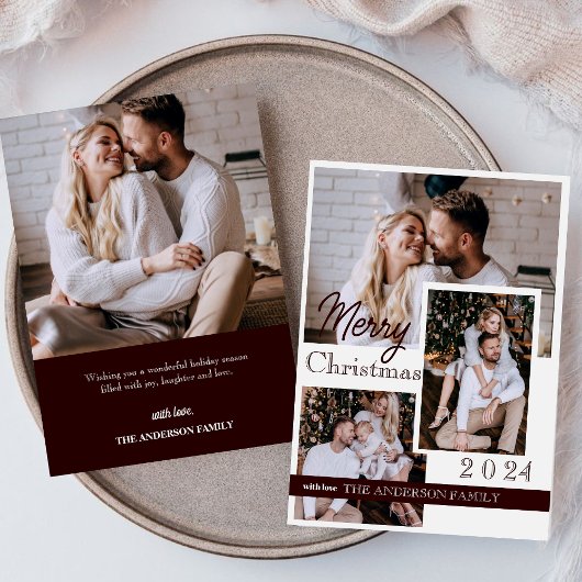 Vrolijk kerstfeest 2024 Modern 4 foto vakantie Kaa Kaart