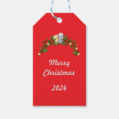 Vrolijk Kerstfeest 2024 Rode Gift Label Cadeaulabel (Voorkant)