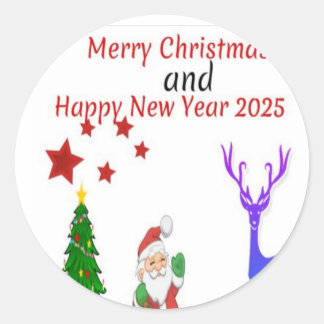 Vrolijk kerstfeest 2024 ronde sticker