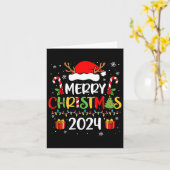 Vrolijk Kerstfeest 2024 Santa Hat Matching Family  Kaart (Gele Bloem)