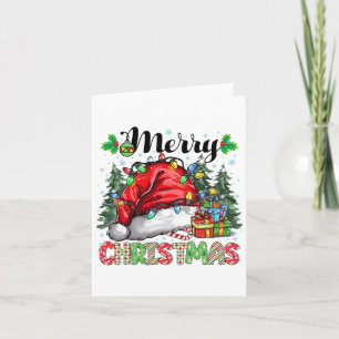 Vrolijk Kerstfeest 2024 Santa Hat Matching Family Kaart