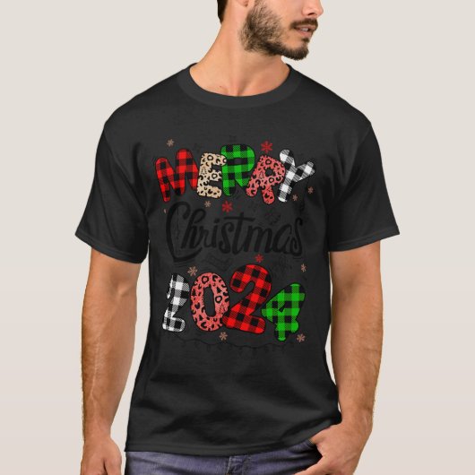 Vrolijk Kerstfeest 2024 Santa Hat Matching Family  T-shirt (Voorkant)