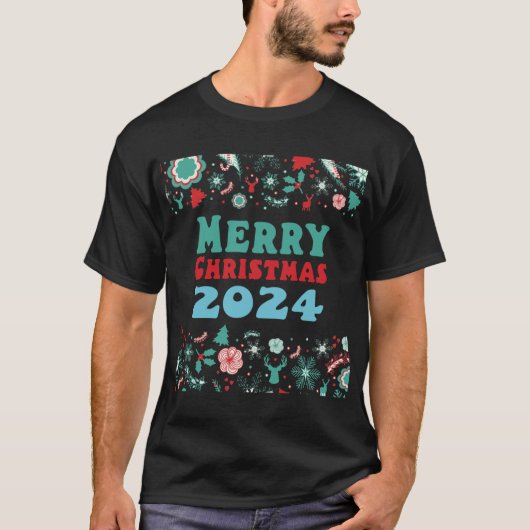 Vrolijk kerstfeest 2024 t-shirt (Voorkant)