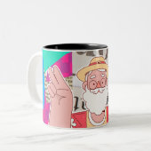 Vrolijk kerstfeest 2024 tweekleurige koffiemok (Voorkant links)