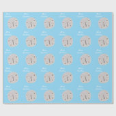 Vrolijk Kerstfeest 2025 Sanddollar Patroon Blue Be Cadeaupapier (Vlak)