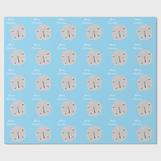 Vrolijk Kerstfeest 2025 Sanddollar Patroon Blue Be Cadeaupapier (Vlak)
