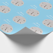 Vrolijk Kerstfeest 2025 Sanddollar Patroon Blue Be Cadeaupapier (Hoek)