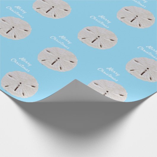 Vrolijk Kerstfeest 2025 Sanddollar Patroon Blue Be Cadeaupapier (Hoek)