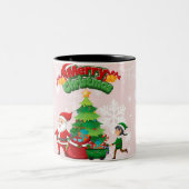 Vrolijk kerstfeest 2025 tweekleurige koffiemok (Center)