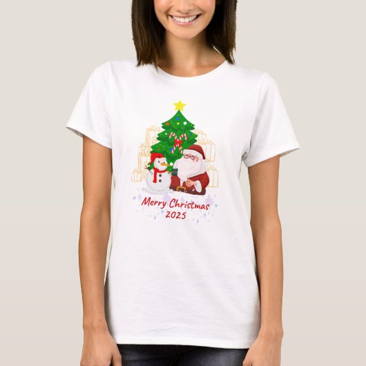 Vrolijk Kerstfeest 2025 Unisex Jersey T-shirt (Voorkant)