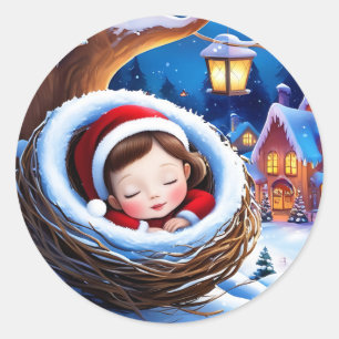 Vrolijk kerstfeest 2026: vieren met vreugde en war ronde sticker